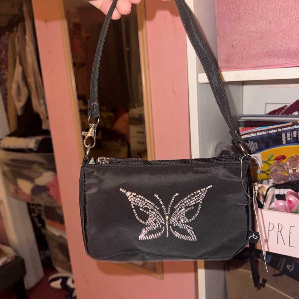 Target Black Clutch with Butterfly Embellishment